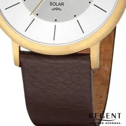Regent Herren Solaruhr Analog Lederarmband dunkelbraun UR1104108