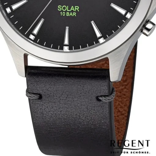 Regent Herren Solaruhr Analog Lederarmband schwarz URF1550