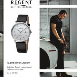 Regent Herren Solaruhr Analog Lederarmband schwarz URF1546