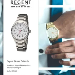 Regent Herren Solaruhr Analog Metallarmband grau URF1539