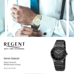 Regent Herren Solaruhr Analog Metallarmband schwarz UR1154105
