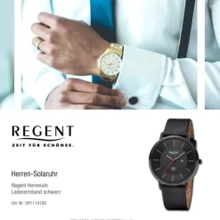 Regent Herren Solaruhr Analog Lederarmband schwarz UR1114106