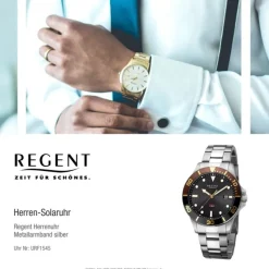 Regent Herren Solaruhr Analog Metallarmband silber URF1545