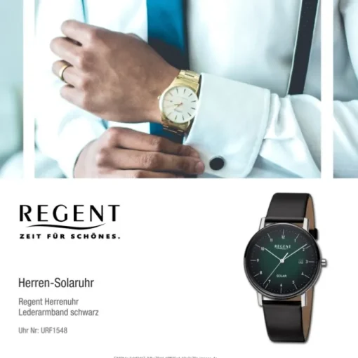 Regent Herren Solaruhr Analog Lederarmband schwarz URF1548