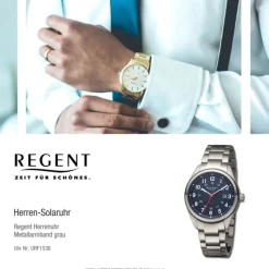 Regent Herren Solaruhr Analog Metallarmband grau URF1538
