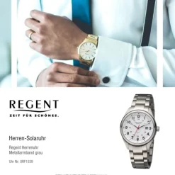 Regent Herren Solaruhr Analog Metallarmband grau URF1539