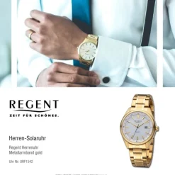 Regent Herren Solaruhr Analog Metallarmband gold URF1542
