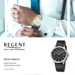 Regent Herren Solaruhr Analog Lederarmband schwarz URF1550