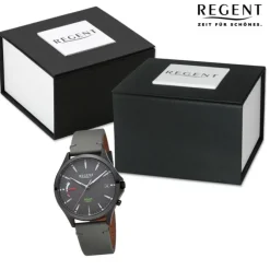 Regent Herren Solaruhr Analog Lederarmband grau URF1551