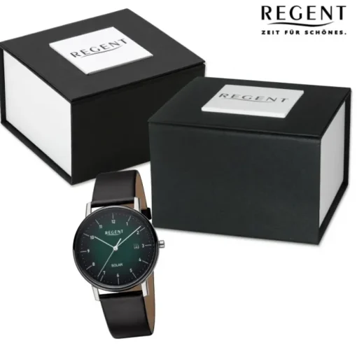Regent Herren Solaruhr Analog Lederarmband schwarz URF1548