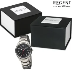 Regent Herren Solaruhr Analog Metallarmband grau URF1537