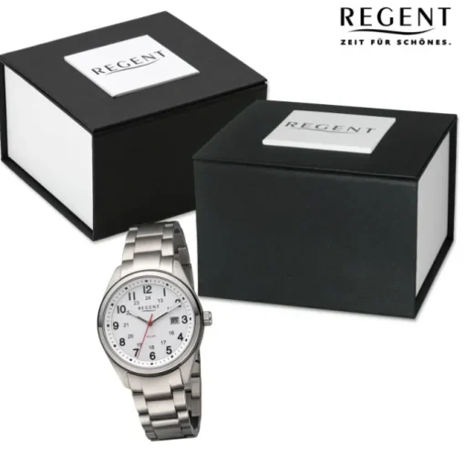 Regent Herren Solaruhr Analog Metallarmband grau URF1539