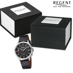 Regent Herren Solaruhr Analog Lederarmband schwarz URF1550