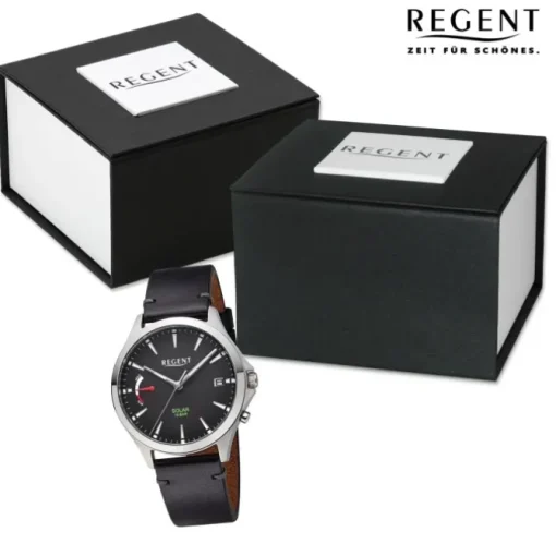 Regent Herren Solaruhr Analog Lederarmband schwarz URF1550