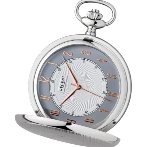 Regent Herren Taschenuhr Analog Gehäuse silber URP729
