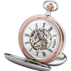 Regent Herren Taschenuhr Analog Gehäuse silber rosegold URP702