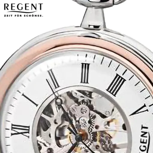 Regent Herren Taschenuhr Analog Gehäuse silber rosegold URP702
