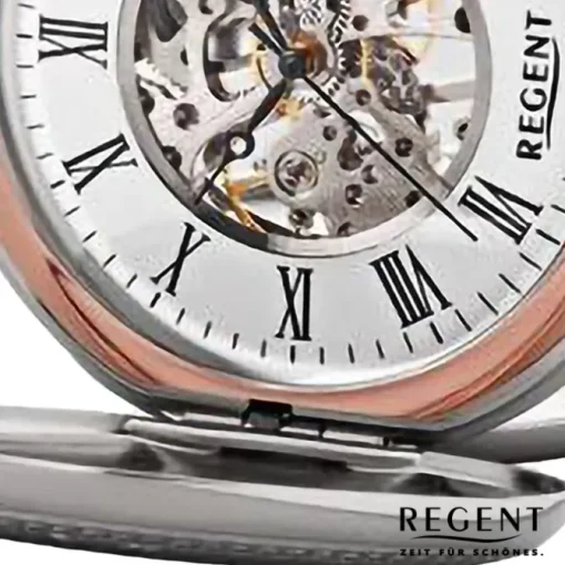 Regent Herren Taschenuhr Analog Gehäuse silber rosegold URP702