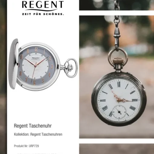 Regent Herren Taschenuhr Analog Gehäuse silber URP729