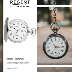Regent Herren Taschenuhr Analog Gehäuse silber URP739