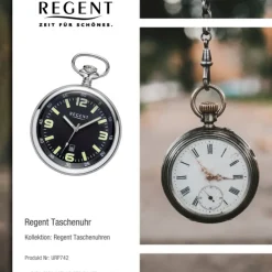Regent Herren Taschenuhr Analog Gehäuse silber URP742