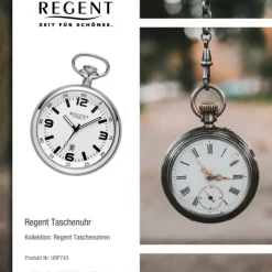 Regent Herren Taschenuhr Analog Gehäuse silber URP743
