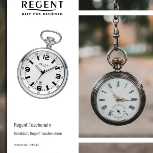 Regent Herren Taschenuhr Analog Gehäuse silber URP743