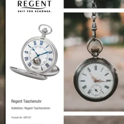 Regent Herren Taschenuhr Analog Gehäuse silber URP707