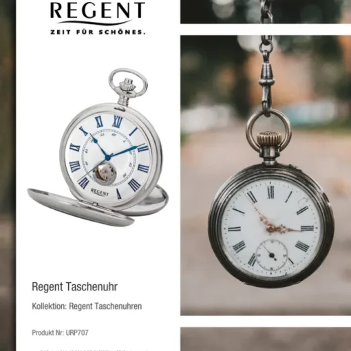 Regent Herren Taschenuhr Analog Gehäuse silber URP707