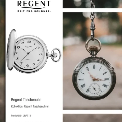 Regent Herren Taschenuhr Analog Gehäuse silber URP713