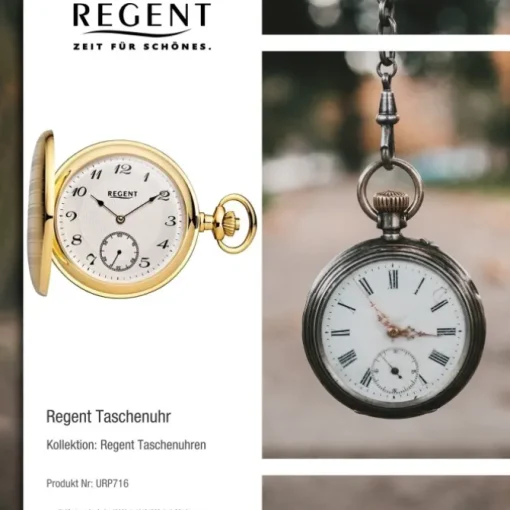 Regent Herren Taschenuhr Analog Gehäuse gold URP716