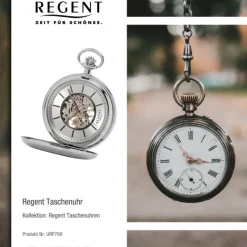 Regent Herren Taschenuhr Analog Gehäuse silber URP769