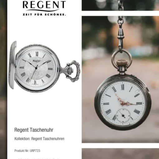 Regent Herren Taschenuhr Analog Gehäuse grau URP723