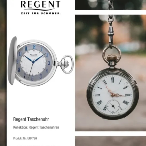 Regent Herren Taschenuhr Analog Gehäuse silber URP726