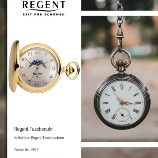 Regent Herren Taschenuhr Analog Gehäuse gold URP731