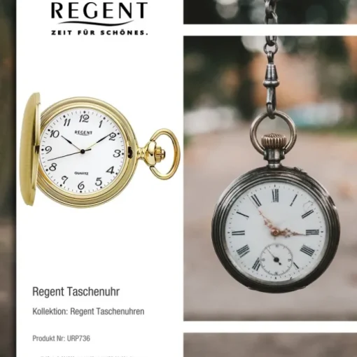Regent Herren Taschenuhr Analog Gehäuse gold URP736