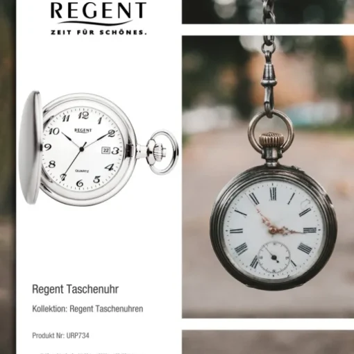 Regent Herren Taschenuhr Analog Gehäuse silber URP734