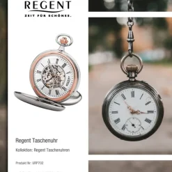 Regent Herren Taschenuhr Analog Gehäuse silber rosegold URP702