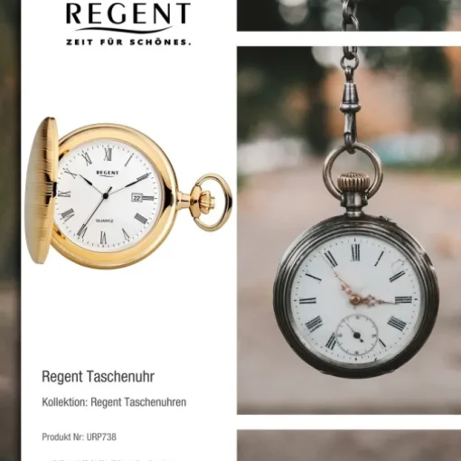 Regent Herren Taschenuhr Analog Gehäuse gold URP738