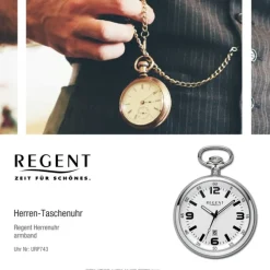 Regent Herren Taschenuhr Analog Gehäuse silber URP743
