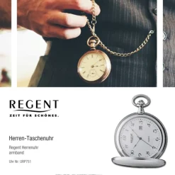 Regent Herren Taschenuhr Analog Gehäuse silber URP751