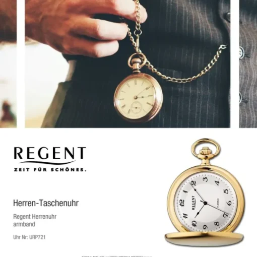 Regent Herren Taschenuhr Analog Gehäuse gold URP721