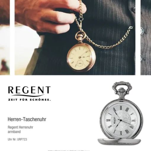 Regent Herren Taschenuhr Analog Gehäuse grau URP723