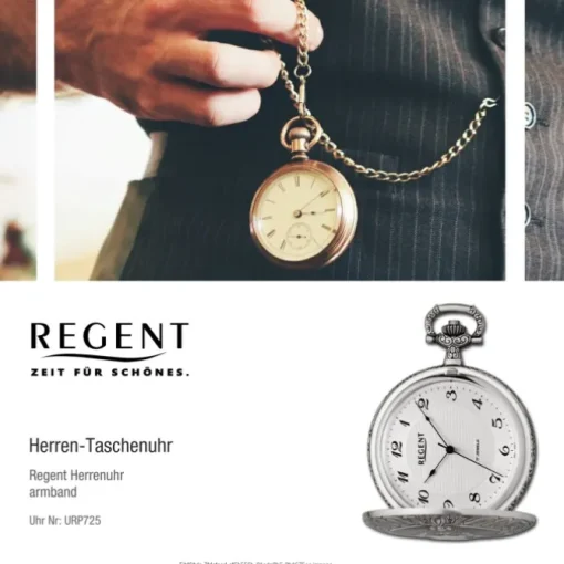 Regent Herren Taschenuhr Analog Gehäuse grau URP725