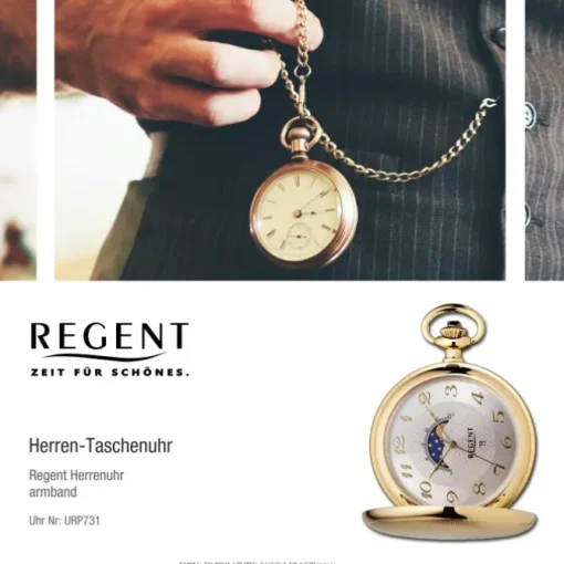 Regent Herren Taschenuhr Analog Gehäuse gold URP731