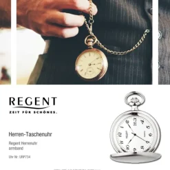 Regent Herren Taschenuhr Analog Gehäuse silber URP734