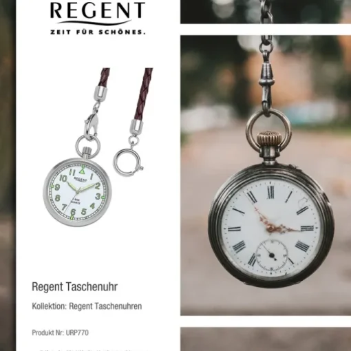 Regent Herren Taschenuhr Analog Gehäuse silber URP770
