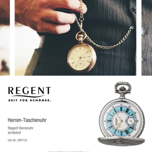 Regent Herren Taschenuhr Analog Gehäuse grau URP724