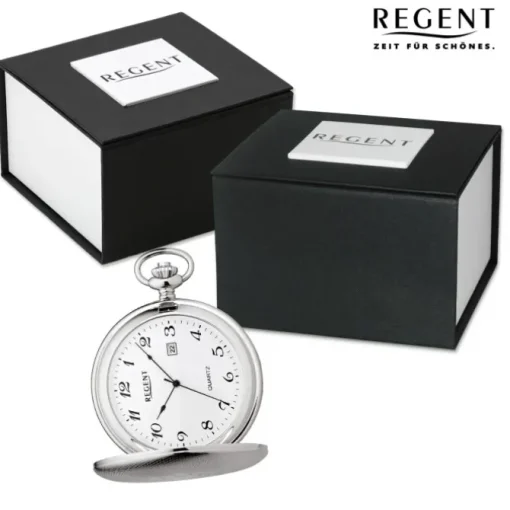 Regent Herren Taschenuhr Analog Gehäuse silber URP739