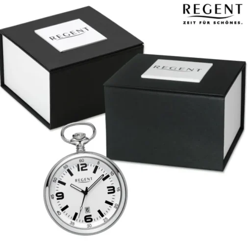 Regent Herren Taschenuhr Analog Gehäuse silber URP743